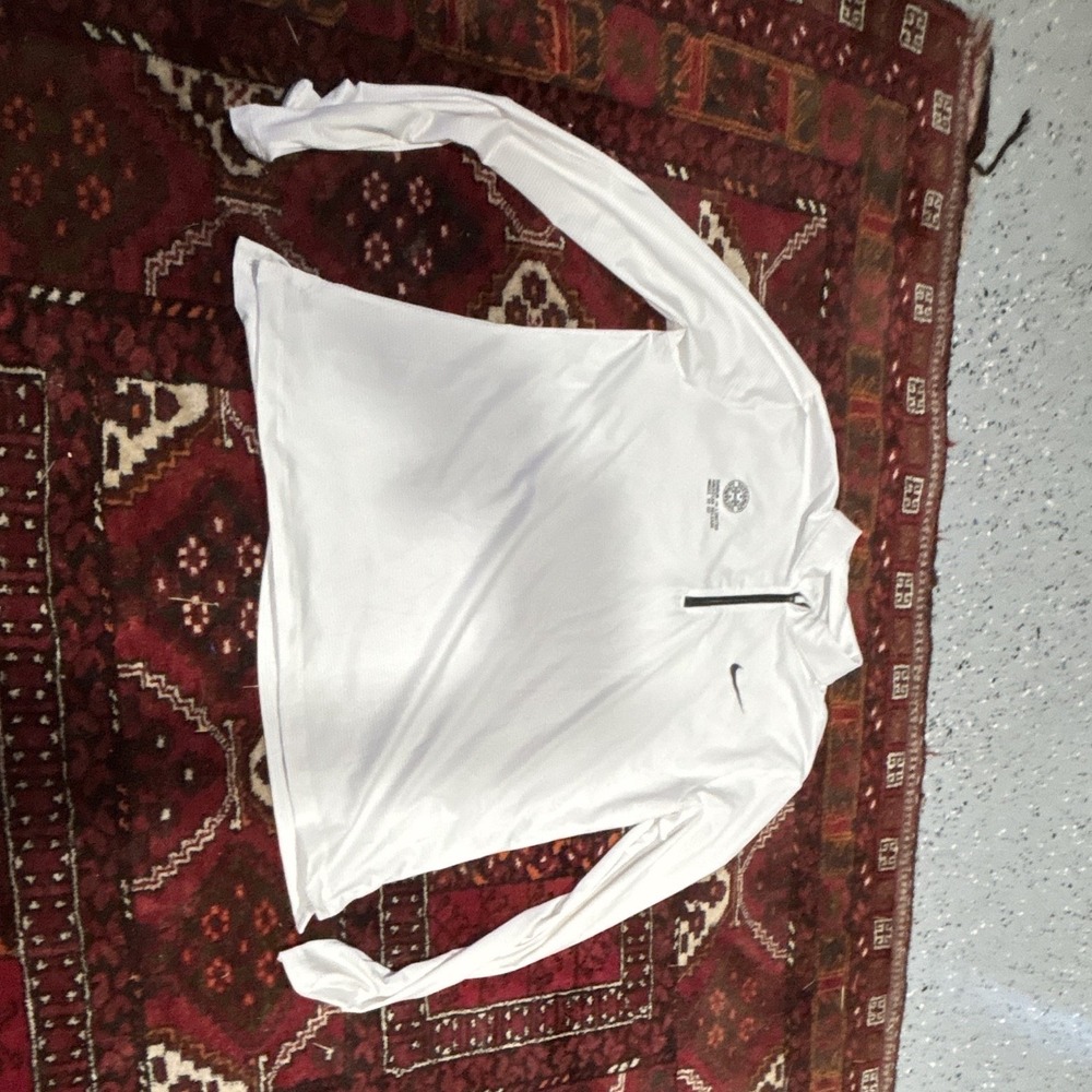 Nike Dri-FIT Men's White 1/4 Zip Mock Neck Pullover L Polyester